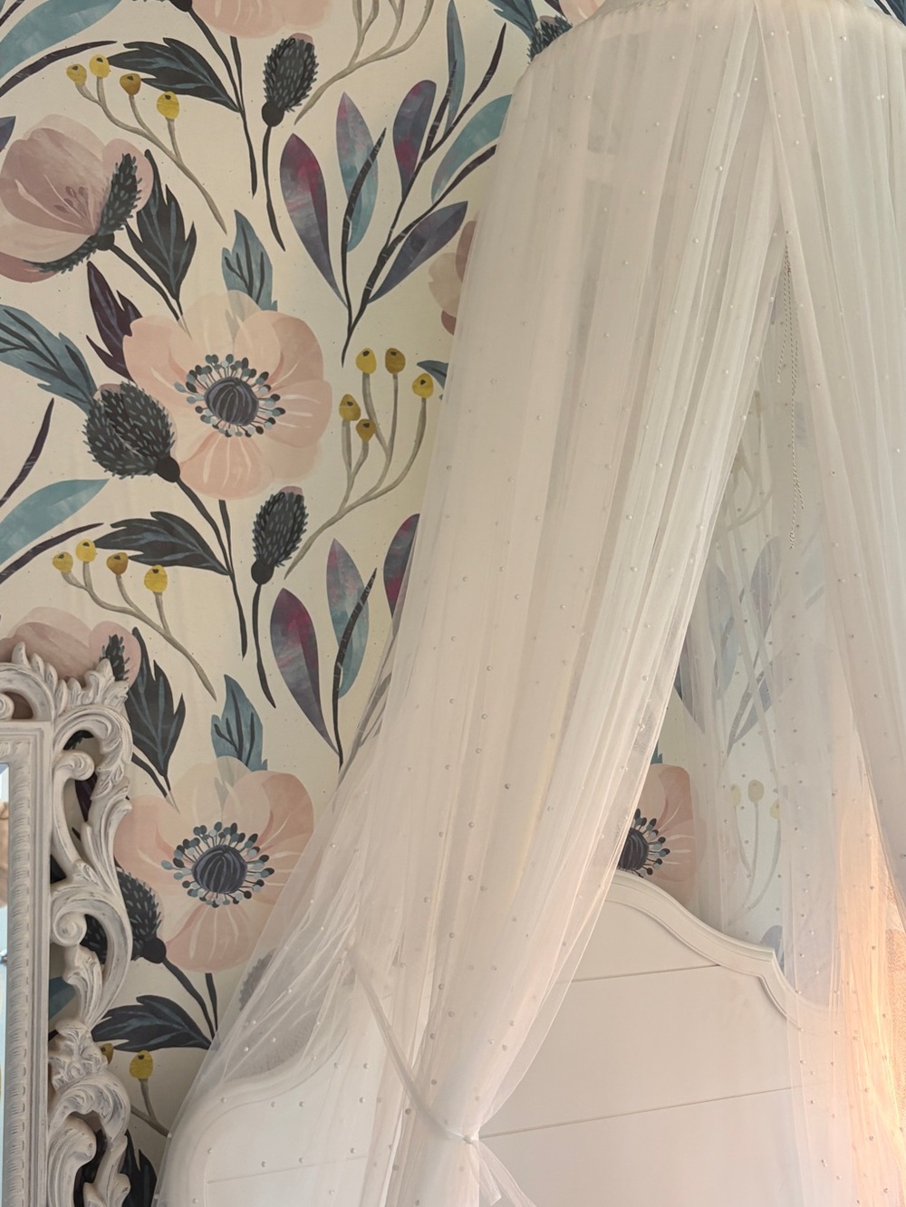Pottery Barn Kids Sheer White Pearl Netting